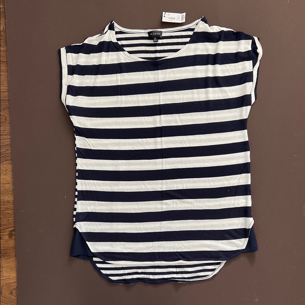 The Limited Navy and White Striped Short Sleeve Top